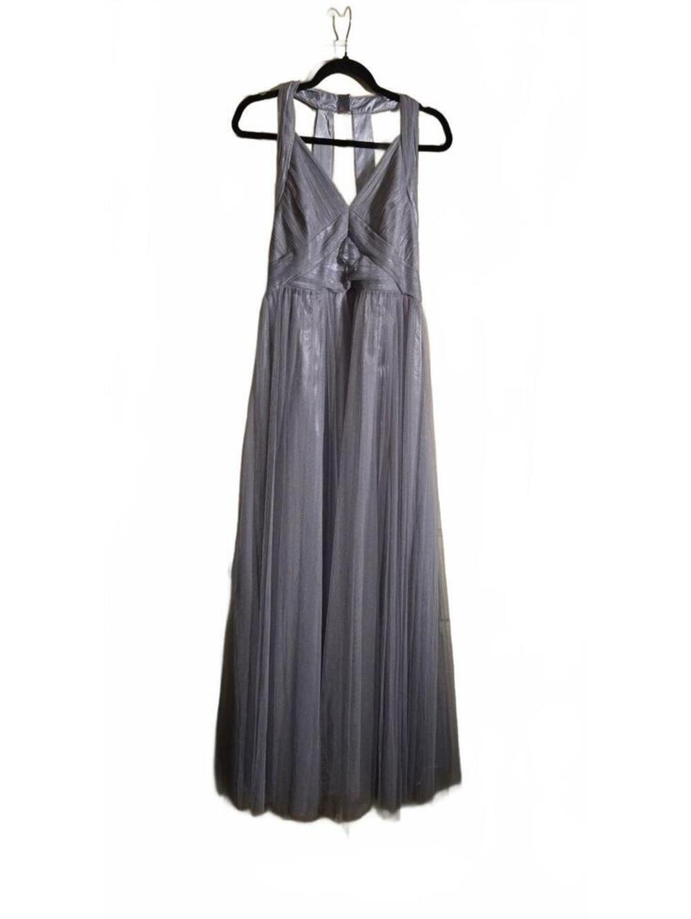 ASOS Grey Sleeveless Maxi Dress with Sheer Overlay Size 8